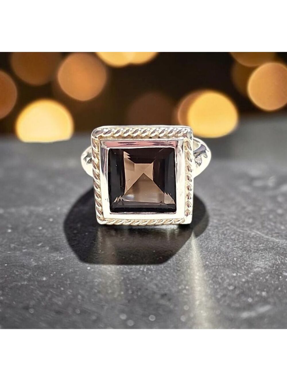Sterling Silver 925 Smoky Quartz Ring Size 6 – 6.52g Vintage Style